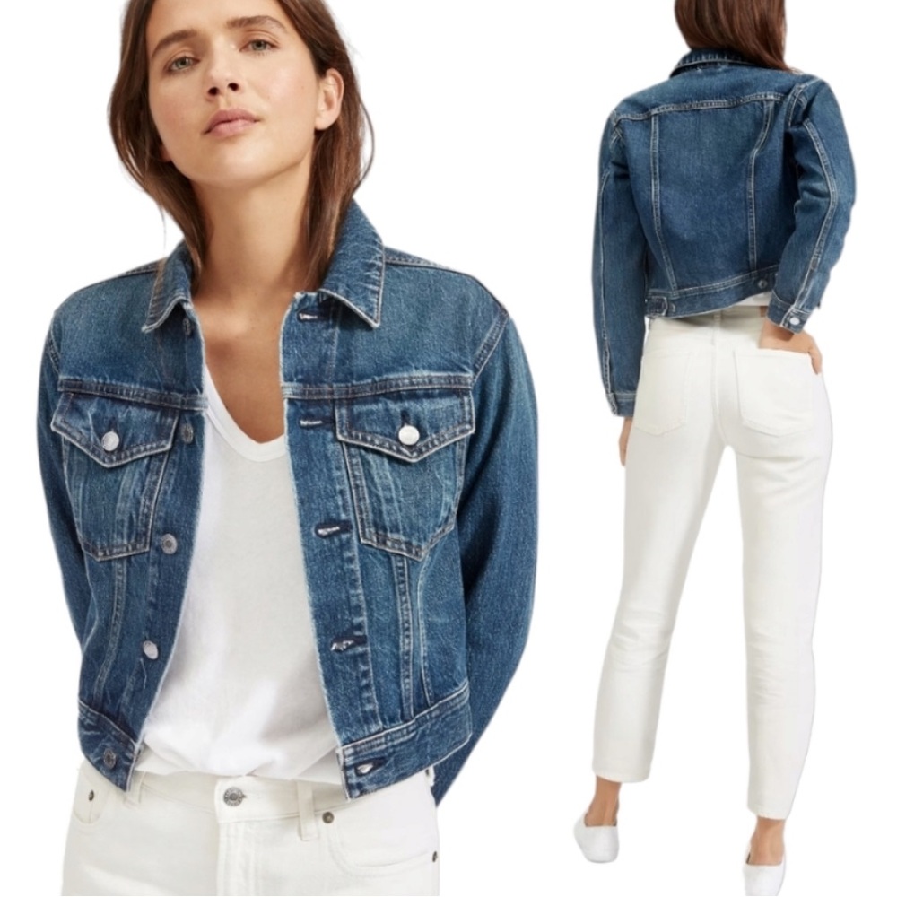 Everlane Shrunken Denim Jacket Cropped Jean Jacket Medium Blue